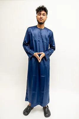 Blue Silky Thobe UK STOCK Muslim Clothing Jubba Robe ThobeThoub • £25
