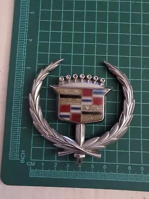 Large Cadillac Deville Seville Eldorado Badge Emblem Hood Ornament Vintage  • $28