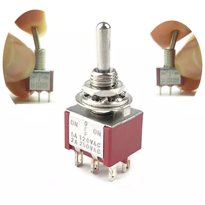 5× Momentary Toggle Switch DPDT (ON)-OFF-(ON) Spring Back 6 Pin 12V 0-250V • $8.80