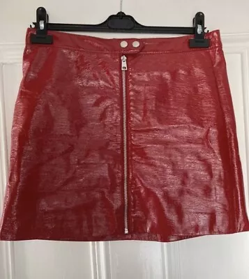 $5.63 • Buy Red Faux Leather Pvc Mini Skirt 31inch Waist