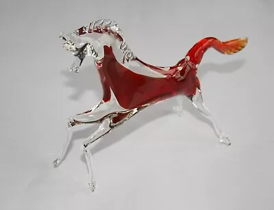 £23.99 • Buy Stunning Vintage Murano Glass Prancing Horse In VGC Clear/Red