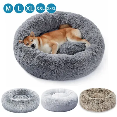 $12.89 • Buy Dog Pet Cat Calming Bed Beds Large Mat Comfy Puppy Fluffy Donut Cushion Plush
