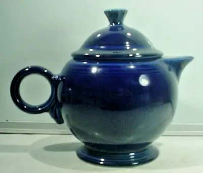 Vintage Fiesta  Cobalt Blue Teapot W/ Lid & Large Ring Handle • $19.85