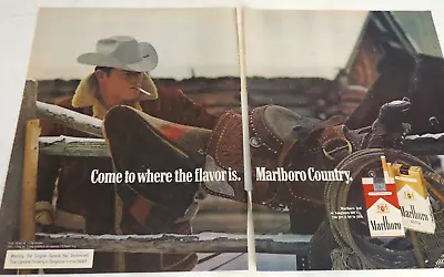 1972 Print Ad Marlboro Cigarettes Come To Where The Flavor Is.Marlboro Country • $13.19