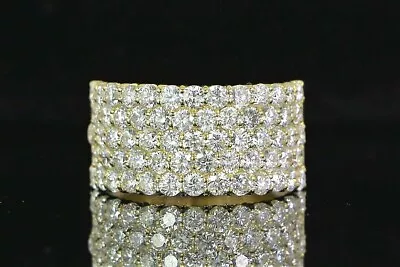 $7200 18K Yellow Gold Micro Pave 5 Row Round 3.00ct Diamond Cocktail Ring Band  • $3350