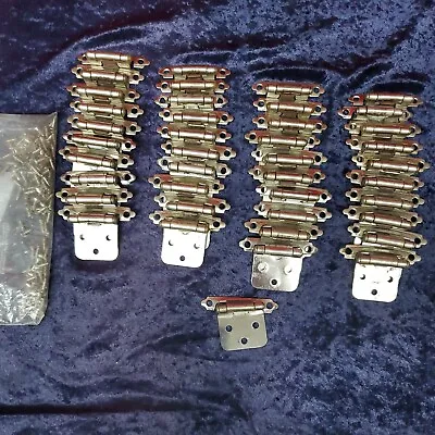 $14.90 • Buy 40 Vintage 1970's? Self Closing Chrome Cabinet Hinges With 120+ Screws Reclaimed