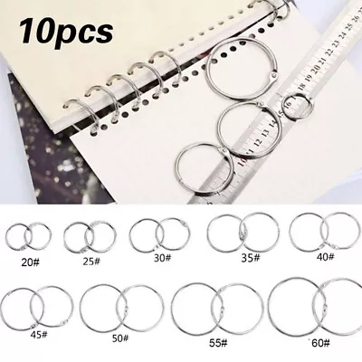 10Pcs Metal Split Ring Binding Loop Hook O Ring Hinged Book Binder DIY Accessory • £2.83