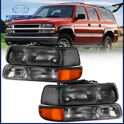 Pair Smoke Headlights  For 99-02 Chevy Silverado 00-06 Suburban 1500 2500 Tahoe • $54.90