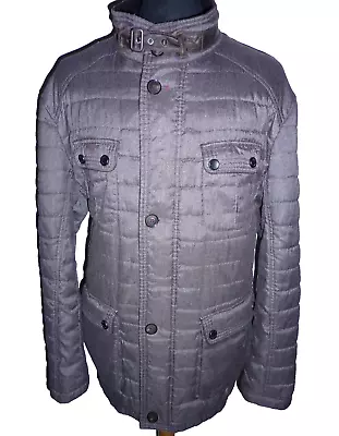 Men's Bugatti Quilted Jacket Country Style Field Coat Size 46 R Taupe Brown Grey • $25.25