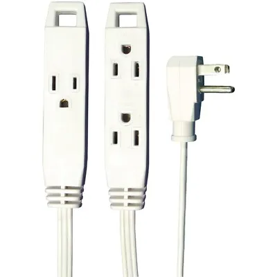 AXIS 45505 3-Outlet Wall-Hugger Indoor Grounded Extension Cord 8ft White • $9.99