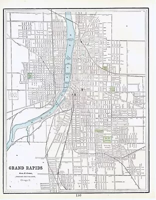 Michigan-Grand Rapids-Train Routes; Stations; Depots -Detroit -Cram's Atlas-1899 • $19.95