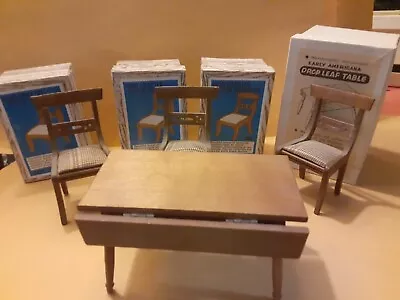 Vintage Mini Lot Shackman Wood Dollhouse Furniture Incl. 3 Colonial Chairs Table • $10