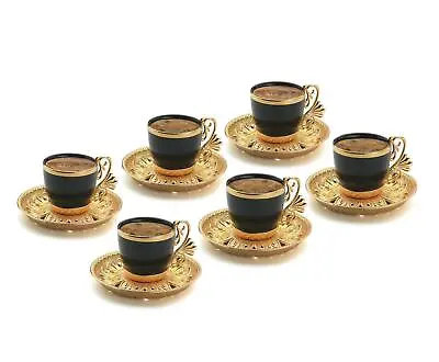 £45.58 • Buy Turkish Greek Arabic Coffee Espresso Demitasse Cup Saucer Spoon Set, Black Cups