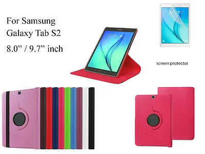  For Samsung Galaxy Tab S2 9.7   8.0  Screen Protector/ Rotating PU Leather Case • $5.45