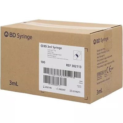 Bd Luer Lock Tip Disposable Sterile Syringe 3ml/cc 100 Units Box • $28.95