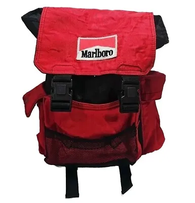 Marlboro Red Backpack Large Promo Bag Camping Hiking Adventure Outdoor 90s Vtg • $29.95