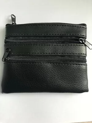 Unisex Mens Ladies Soft Black Leather Coin Pouch Purse Wallet-authentic Uk Stock • £4.50