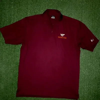 Virginia Tech Hokies Polo Shirt UNDER ARMOUR Football T (Mens Large) • $12.99