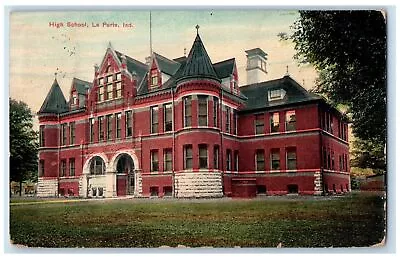 1908 High School Exterior Scene La Porte Indiana IN Posted Vintage Postcard • $14.98