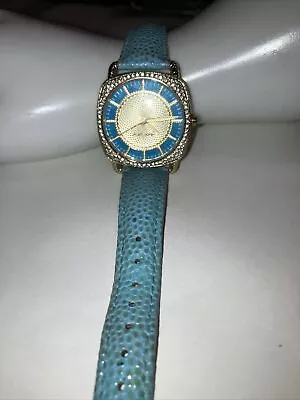 Judith Ripka Gold-tone Sleeping Beauty Turquoise Cowhide Ladies Watch • $19.99