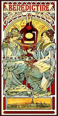 Benedictine 1895 Liqueur Vintage Poster Print Retro Style Art Nouveau Mucha Art • $21.58
