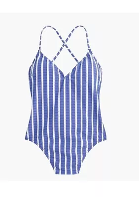 J CREW Swimsuit 14 Large Blue White Stripe Tie One Piece NWT • $28.50