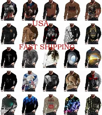 T Shirts Men Fashion Long Sleeve Graphic Silky Soft Novelty Casual T-Shirt Dress • $19.98