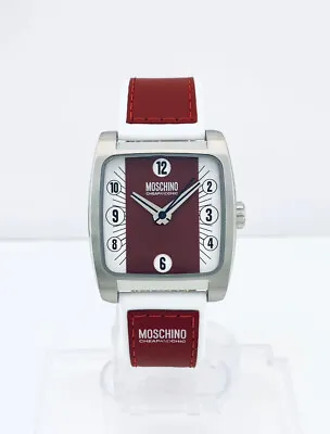 MOSCHINO MW0005 Unisex -I FEEL DANDY Red And White Dial And Leather Strap WATCH • $207.19