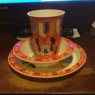 Disney Mickey & Friends  Christmas Breakfast Set Bowlplate  Cup  Birthday • £8