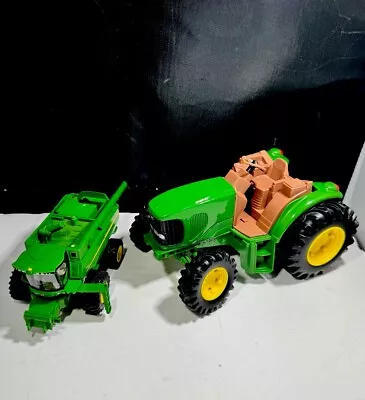 ERTL 1/16 Green John Deere Tractor & 1/32 John Deere Toy Kids Harvester Combine • $26.99