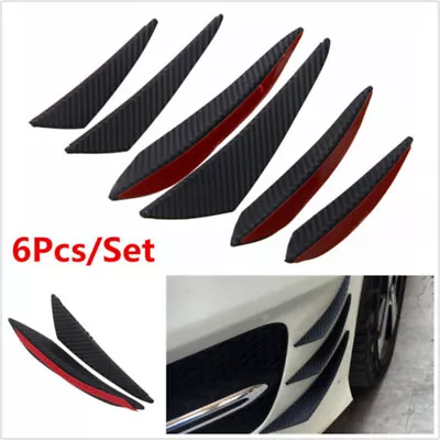 Universal Carbon Fiber Look Car Front Bumper Fins Spoiler Wing Lip Splitter AU • $13.99