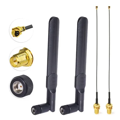 2pcs Dual Band WIFI RP-SMA Antenna+2pcs RP-SMA Female To IPX U.FL IPEX Cable • $7.99