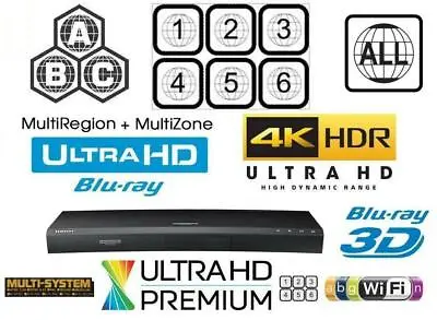 SAMSUNG UBD-K8500 4K Region Free DVD & BD ZONE ABC Blu-Ray Disc Player 3D WIFI • $799.99