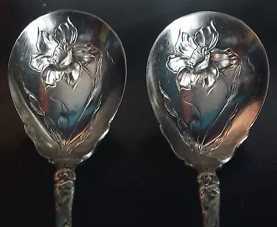 2 OXFORD Narcissus Silver Plate 6  Sugar Spoons Pat JAN 14 08 • $22