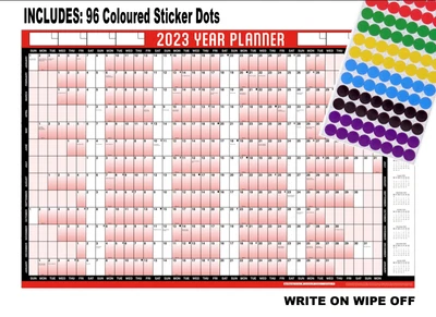 £3.95 • Buy 2023  A2 Full Year Wall Planner Calendar Home Office Work JAN - DEC ***