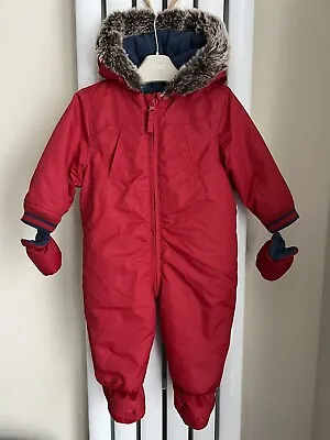 £9.99 • Buy JOHN LEWIS - Boys / Girls Red Winter Snowsuit - Size 6-9 Months