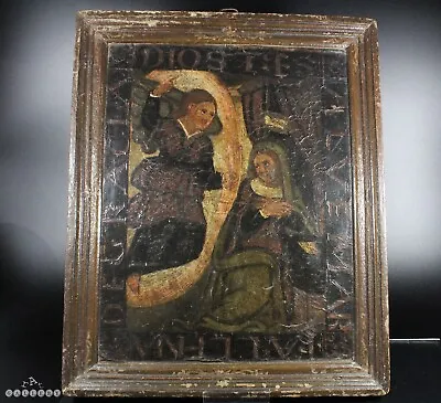£800 • Buy 17th / 18th Century Spanish Cordoba Leather On Wood Icon Painting
