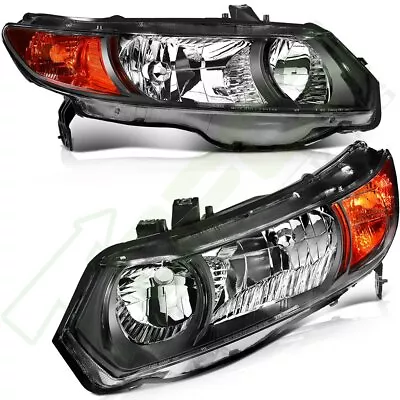 For Honda Civic Coupe 2Dr 2006-2011 Headlights Black Housing Headlamp Left+Right • $83.99