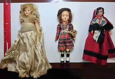 Three Vintage 1950’s Virga Hard Plastic Hand Painted Dolls • $12