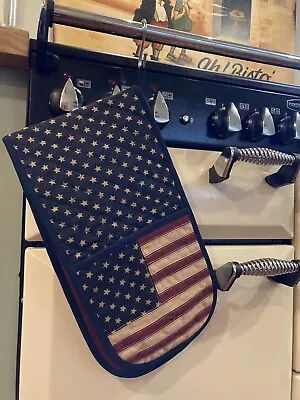 American Flag Double Ended Oven Glove By Woven Magic ( Tea Dyed White ) • £22.95