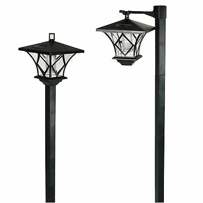 1.5m Solar Power Outdoor Black Security LED Lamp Post | Garden Path Driveway • £16.95