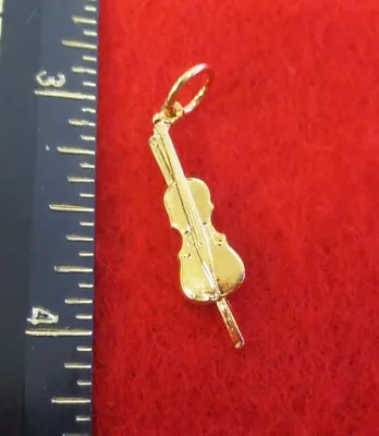 14kt Gold Ep Small Violin  Musical Instrument Charm Pendant-a33 • $5.96