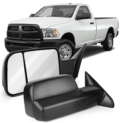 Pair Black Power Heated Tow Side Mirrors For 2010-2015 Dodge Ram 1500 2500 3500 • $123.89