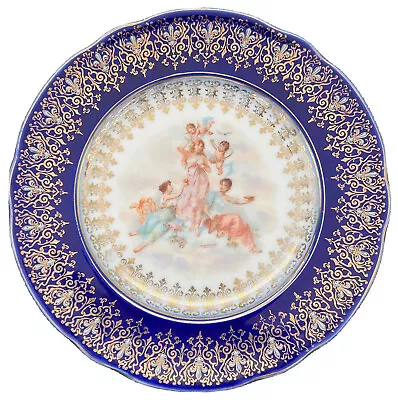 Vtg Victoria Carlsbad Austria Carl Larsen Cherub Portrait Plate 8½” Cobalt Gold • $55