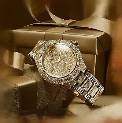 Michael Kors Camille Gold Pave Dial Stainless Steel Quartz Ladies Watch MK5720 • $149.25