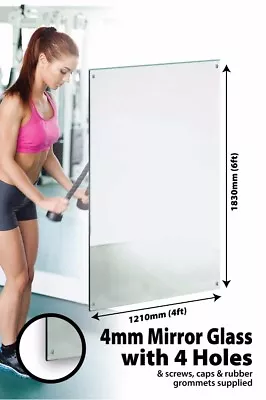 £149.99 • Buy Large Mirror Glass Safety Backed With 4 Holes Home Gym 6Ft X 4Ft 183cm X 122cm
