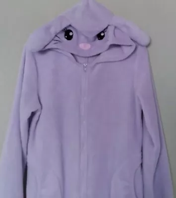 Weekend Edition 1 Piece No Feet Fleece Pajamas Bunny Rabbit Costume Women M • $24.95