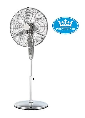 £69.99 • Buy Prem-I-Air 16  Inch Home Office Chrome Pedestal Fan With Remote Control + Timer