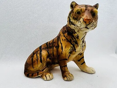 Vintage UCTCI Japan Ceramic Tiger Sitting Fine Detail Original Sticker • $24.99