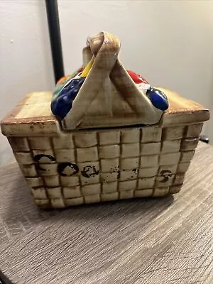 Vintage McCoy Picnic Basket With Fruit Cookie Jar • $25